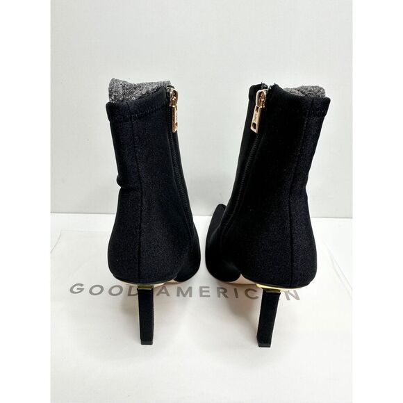 Good American Booties Size 5.5 High Kickstand Black Pointed Toe Neoprene Boot - Picture 6 of 10